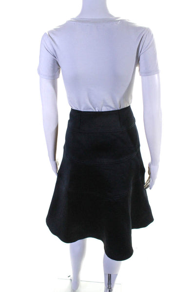 Strenesse Womens Tiered Satin Knee Length Drop Waist Skirt Black Size XL