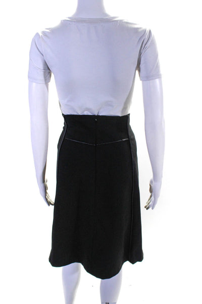 Dorothee Schumacher Womens Faux Leather Trim Ponte Flare Skirt Black Size 8