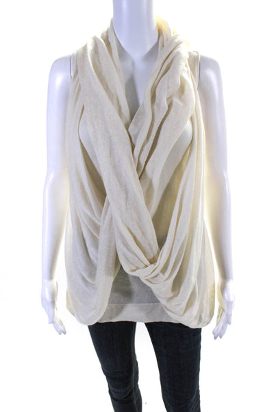 Josie Natori Womens Silk Draped Detail Shell Sweater Beige Size Small