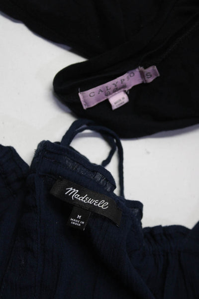 Calypso Saint Barth Madewell Womens Tee Shirt Blouse Black Small Medium Lot 2