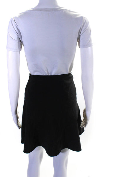 DKNY Womens Side Zip Knee Length Crepe A Line Skirt Black Size 10