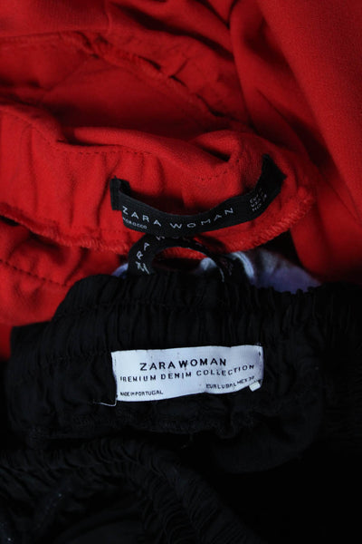 Zara Womens Lace Trim Blouse Shift Dress Skirt Black Red Blue Medium Large Lot 3