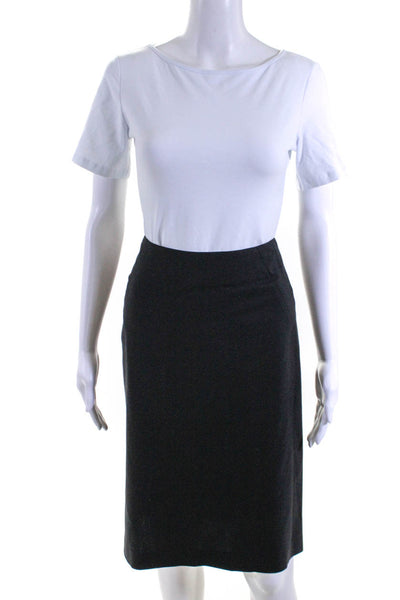 Theory Women's Wool Blend Knee Length Pencil Skirt Black Size 12