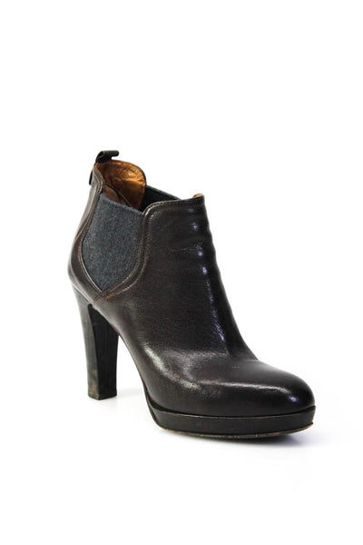 Alberto Fermani Women's Leather Ankle Bootie Heels Brown Size 8.5