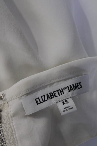 Elizabeth and James Women's Mesh Cap Sleeve Crewneck Top White Size XS
