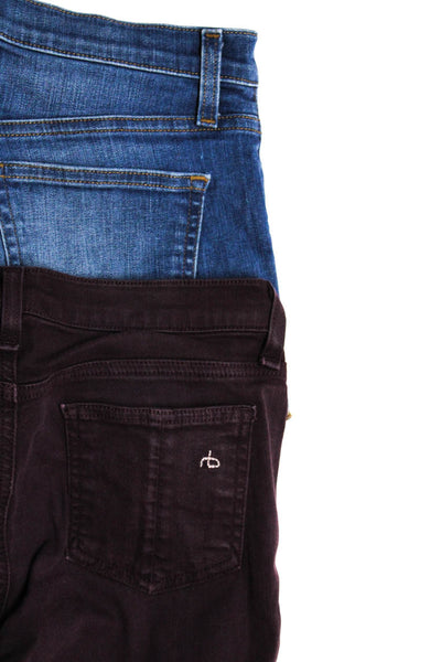 J Crew Womens Mid Rise Denim Shorts Skinny Jeans Maroon Blue Size 27 Lot 2