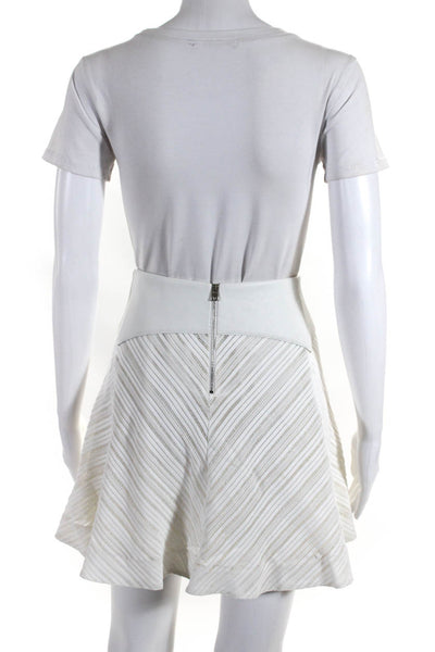 Rag & Bone Womens Leather Trim Chevron Lace Mini Flare Skirt White Size 2
