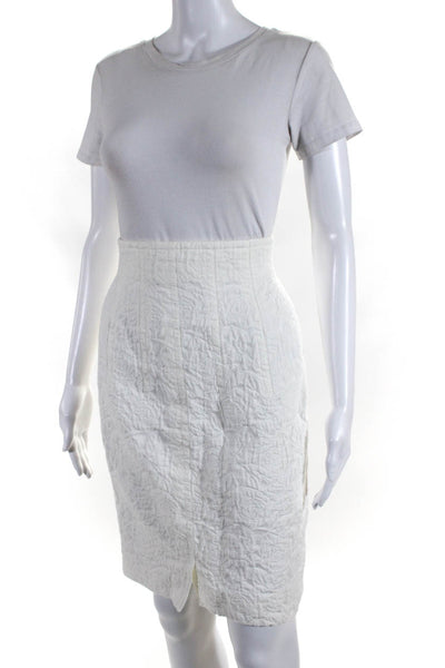 Escada Margaretha Ley Womens Back Zip Knee Length Pencil Skirt White Size FR 34