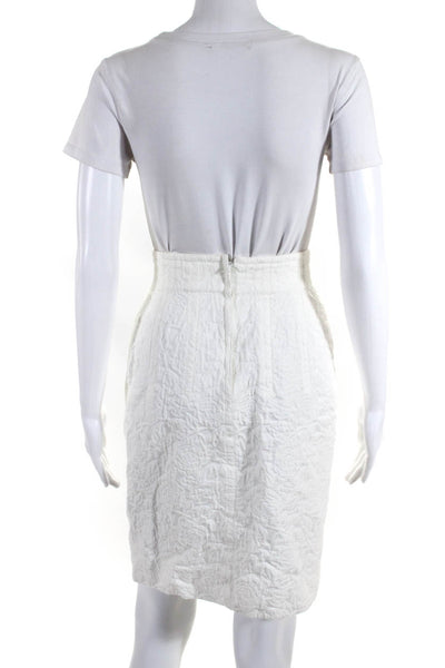 Escada Margaretha Ley Womens Back Zip Knee Length Pencil Skirt White Size FR 34