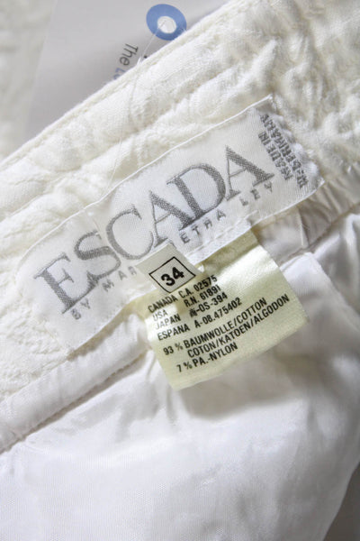 Escada Margaretha Ley Womens Back Zip Knee Length Pencil Skirt White Size FR 34