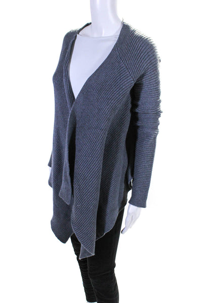 Yumi Kim Womens Long Sleeve Open Front Ribbed Cardigan Sweater Gray Size Small