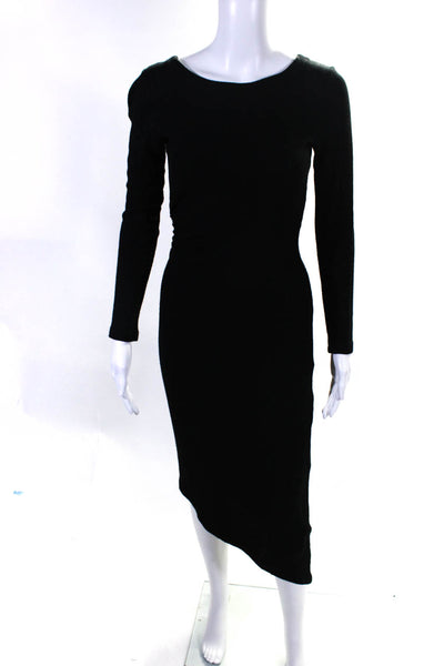 Kain Label Womens Long Sleeve Ruched Asymmetrical Dress Black Size Small