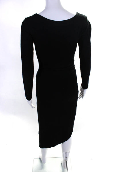 Kain Label Womens Long Sleeve Ruched Asymmetrical Dress Black Size Small