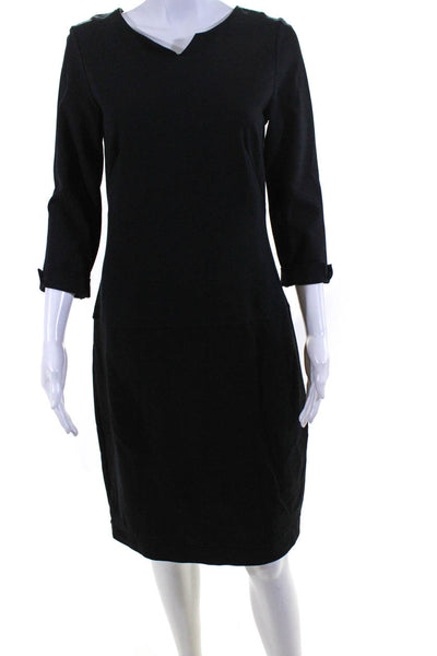 Brooks Brothers Womens Long Sleeve Body Con Sheath Dress Black Size 2