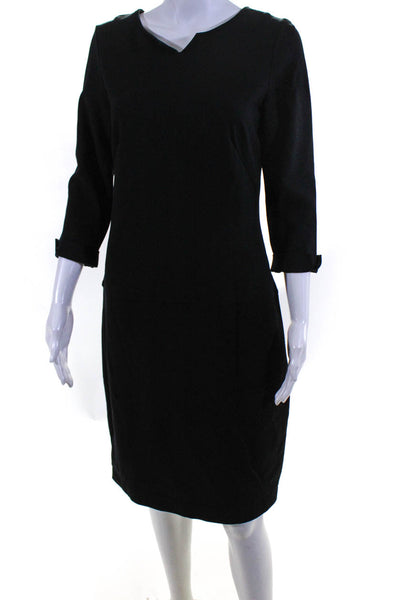 Brooks Brothers Womens Long Sleeve Body Con Sheath Dress Black Size 2