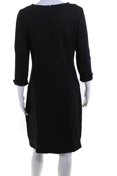 Brooks Brothers Womens Long Sleeve Body Con Sheath Dress Black Size 2