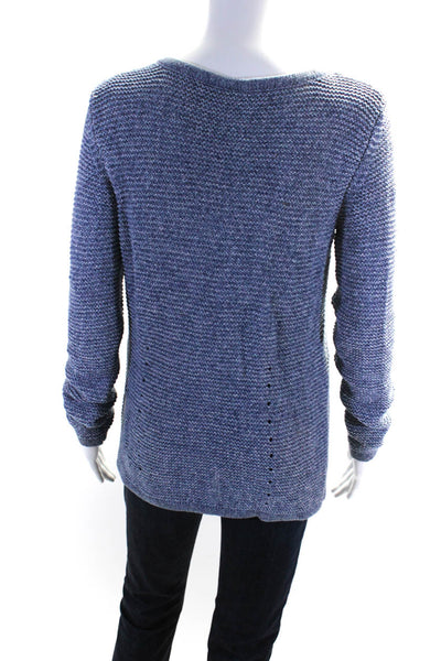 Rag & Bone Womens Woven Crew Neck Sweater Blue Cotton Size Small