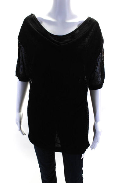 Helmut Lang Womens Knit Short Sleeve Pullover Sweater Black Size Medium