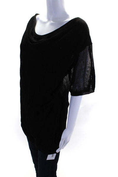 Helmut Lang Womens Knit Short Sleeve Pullover Sweater Black Size Medium