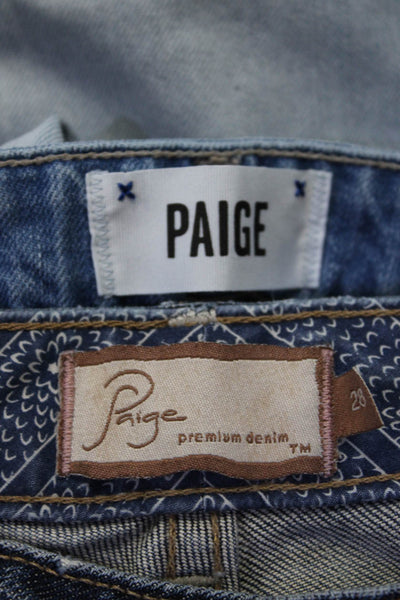 Paige Womens Blue Light Wash Ripped Mid-Rise Skinny Jeans Size 25 28 Lot 2