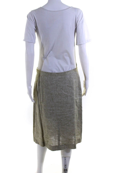 Luca Luca Womens Wooden Beaded Woven Skirt Suit Green Silk Linen Size IT 46 48