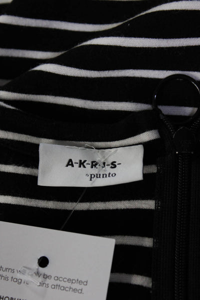 Akris Punto Womens Short Sleeve Striped Top Tee Shirt Black White Size 8