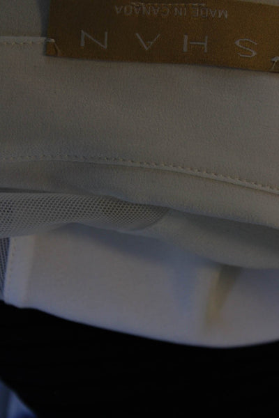Shan Womens Collared Drawstring Hem Sheer V-Neck Long Sleeve Top White Size 6