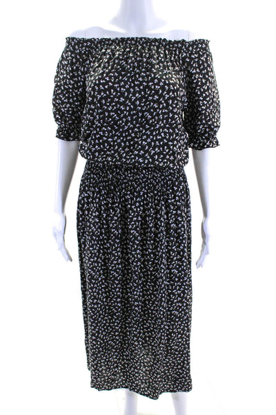 Auguste Womens Floral Print Ruched Tied Empire Waist Maxi Dress Black Size 4
