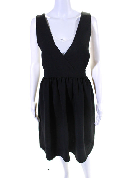 Sandro Womens Black White Layered V-neck Sleeveless Fit & Flare Dress Size 3