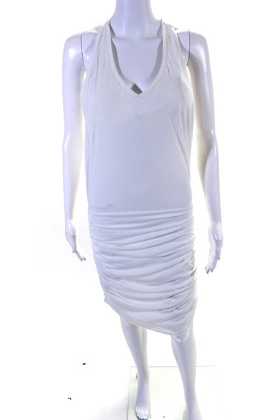 Athleta Womens Sleeveless Ruched Bubble Hem Midi Athletic Dress White Size M