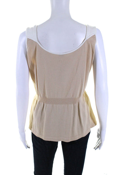 Agnona Womens Cotton Tight-Knit Sleeveless Wide Strap Tank Top Beige Size 52