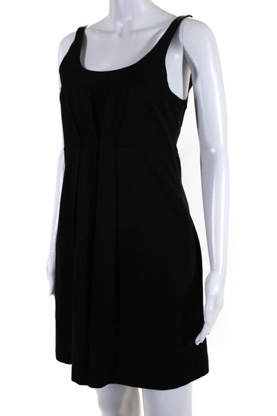 Theory Womens Satin Ponte Pleated Sleeveless Sheath Dress Black Size 2
