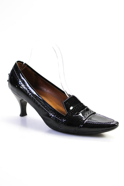 Tods Womens Patent Leather Pointed Toe Driver Penny Loafer Pumps Black Size 9