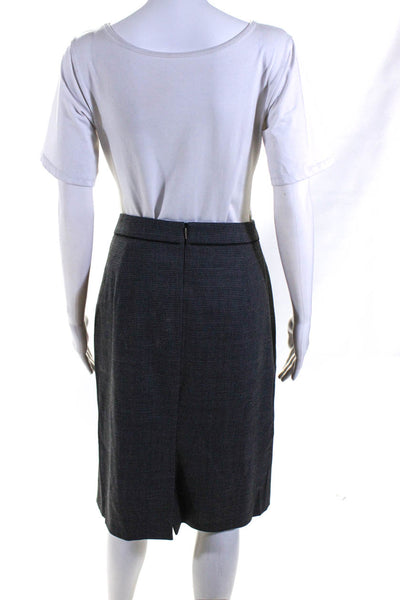 Boss Hugo Boss Womens Gray Wool Printed Zip Back Lined Pencil Skirt Size 14