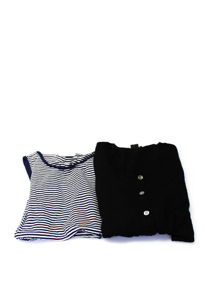 Theory Womens Cotton Tank Top Knit Cardigan Sweater White Black Size S M Lot 2