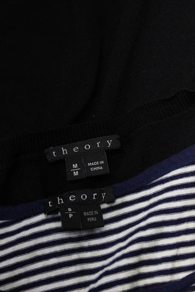 Theory Womens Cotton Tank Top Knit Cardigan Sweater White Black Size S M Lot 2