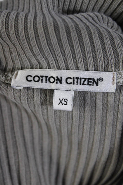 Cotton Citizen Womens Half Zip Ribbed Mock Neck Sweatshirt Brown Size XS