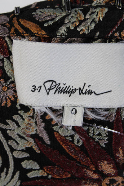 3.1 Phillip Lim Womens Hook Back V Neck Floral Crop Top Black Multi Size 0