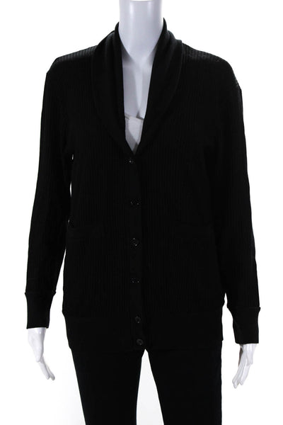 Stateside Womens Button Fornt V Neck Knit Cardigan Sweater Black Size XS