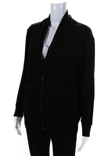 Stateside Womens Button Fornt V Neck Knit Cardigan Sweater Black Size XS