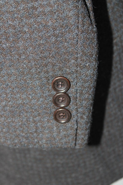 Armani Collezioni Mens Brown Wool Plaid Three Button Long Sleeve Blazer Size 42L