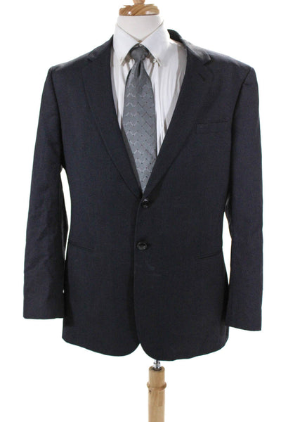 Armani Collezioni Mens Gray Printed Wool Two Button Long Sleeve Blazer Size 56