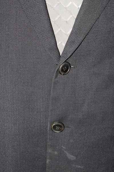 Armani Collezioni Mens Gray Printed Wool Two Button Long Sleeve Blazer Size 56