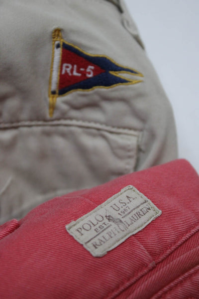 Polo Ralph Lauren Mens Khaki Pants Beige Pink Size 32X32 34X32 Lot 2