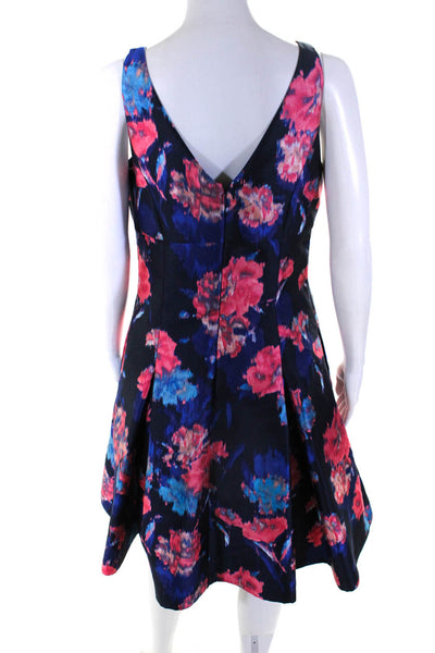 Aidan Mattox Women's Sleeveless Plunge Neckline Pleated Multicolor Dress Size 8