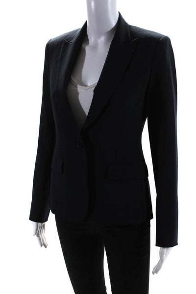 Theory Womens Single Button Pointed Lapel Blazer Jacket Black Size 2