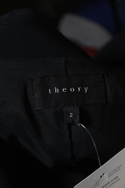 Theory Womens Single Button Pointed Lapel Blazer Jacket Black Size 2