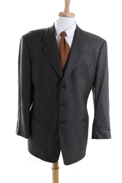 Armani Collezioni Mens Brown Striped Wool Three Button Blazer Jacket Size 44R