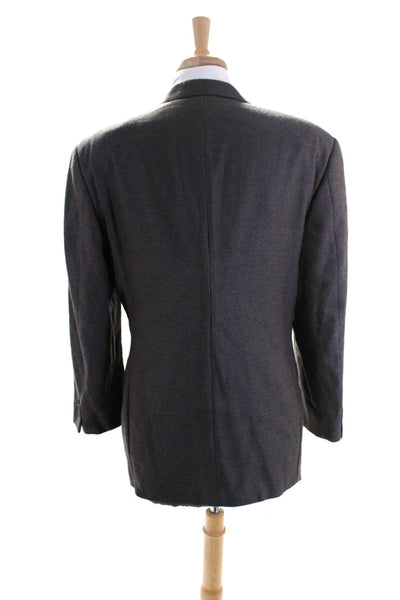 Armani Collezioni Mens Brown Striped Wool Three Button Blazer Jacket Size 44R