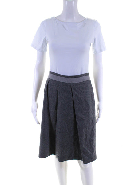 Fabiana Filippi Womens Pleated Front Skirt Gray Wool Size Medium